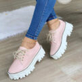 Thick Heel Flat Platform Oxford Women Shoes Pink/Red/Black - Image 6